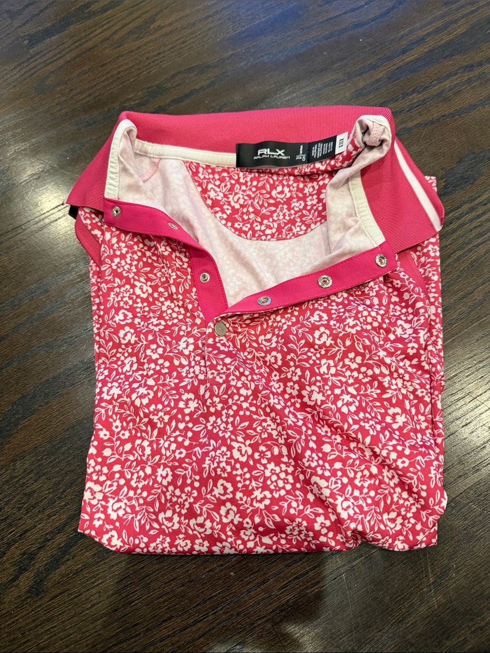 RLX Ralph Lauren Hot Pink and White Floral Polo